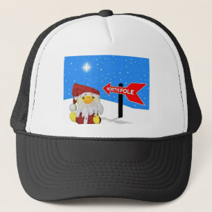 Gorra De Camionero Danny Duck como Santa se dirige al Polo Norte.