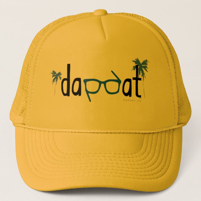 Gorra De Camionero DapDat_Logo_Spectacles_Palms_Verde azulado_Gold Tr (Anverso)