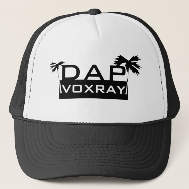 Gorra De Camionero DapVoxray_Logo_Palms_Black_White (Anverso)