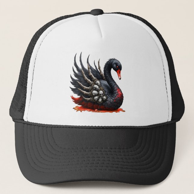 Gorra De Camionero Dark Swan of Bones – Gothic Elegance  (Anverso)