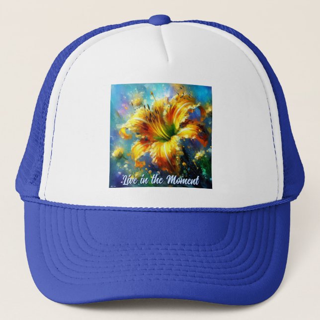 Gorra De Camionero Daylily Daylilies Flower Yellow Teal Personalized (Anverso)