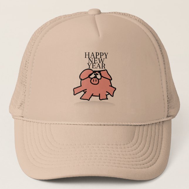 Gorra de camionero de cerdo de dibujos animados di (Anverso)