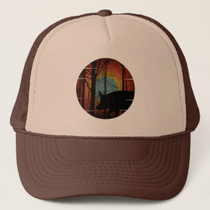 GORRA DE CAMIONERO DE CERDO EN EL BOSQUE