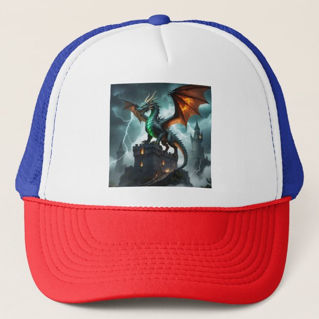 Gorra De Camionero ✨ de diseño de dragón mítico 🦕 🦖 (Anverso)