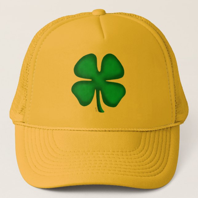 Gorra de camionero de espuma amarilla Lucky 4 Leaf (Anverso)