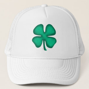 Gorra de camionero de espuma blanca Lucky 4 Leaf I