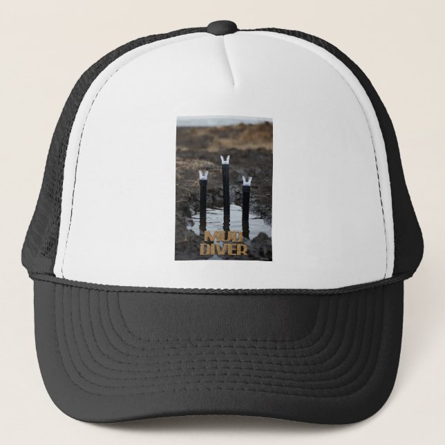Gorra de camionero de espuma blanca y negra Mud Di (Anverso)