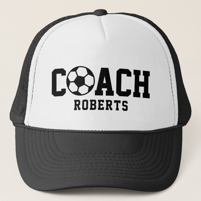 Gorra De Camionero ⚽️ de fútbol / fútbol COACH [nombre personalizado] (Anverso)