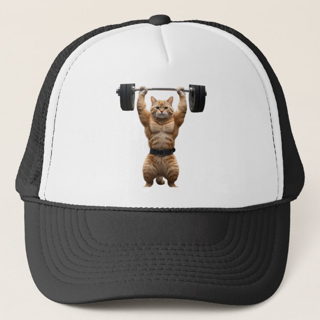 Gorra de camionero de gato de gimnasio divertido – (Anverso)
