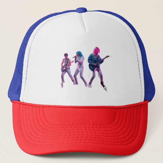 Gorra de camionero de grupo de rock sintético neon (Anverso)