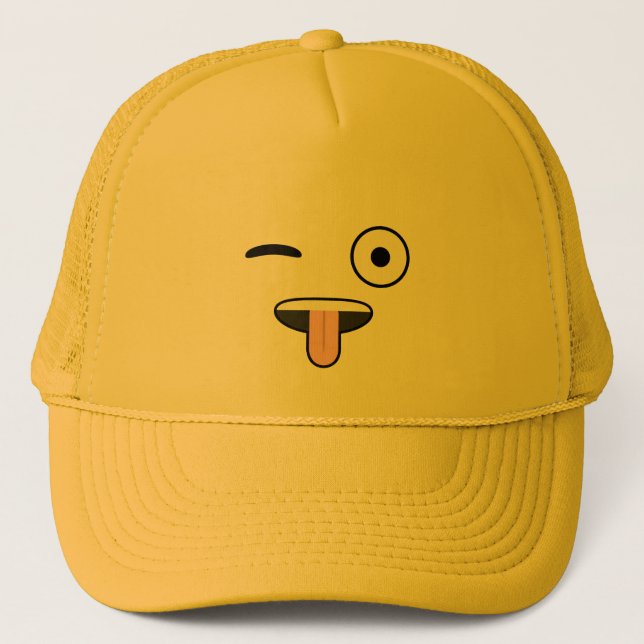 Gorra De Camionero De la lengua emoji hacia fuera (Anverso)