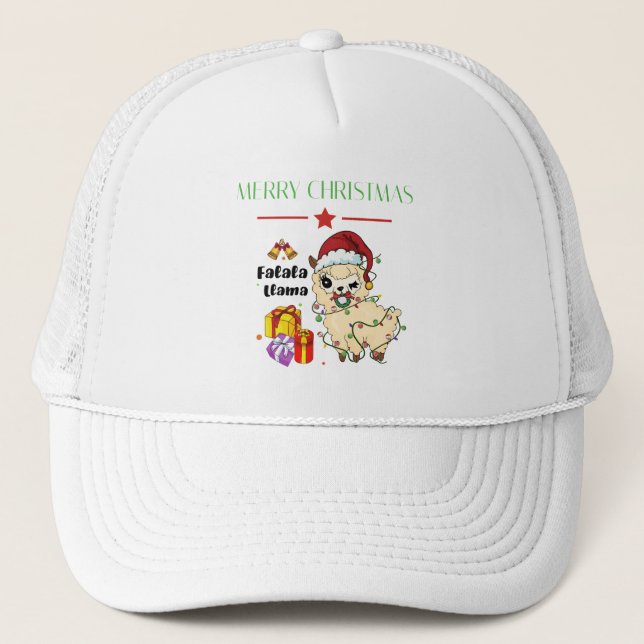 Gorra de camionero de Llama de Navidad (Anverso)