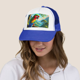 Gorra de camionero de loro guacamayo tropical "Ama