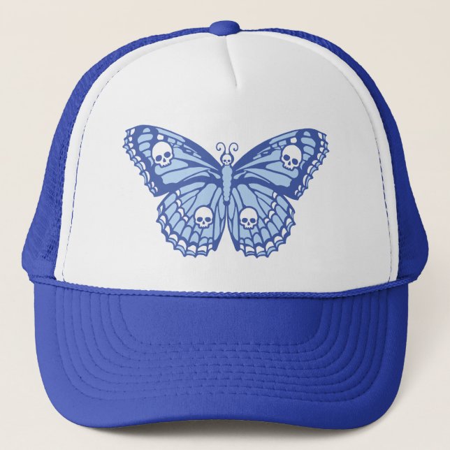 Gorra de camionero de mariposa Blue Skull (Anverso)
