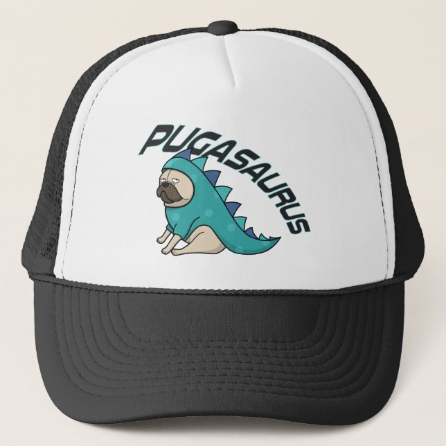 Gorra de camionero de Pugasaurus Pug Dog (Anverso)