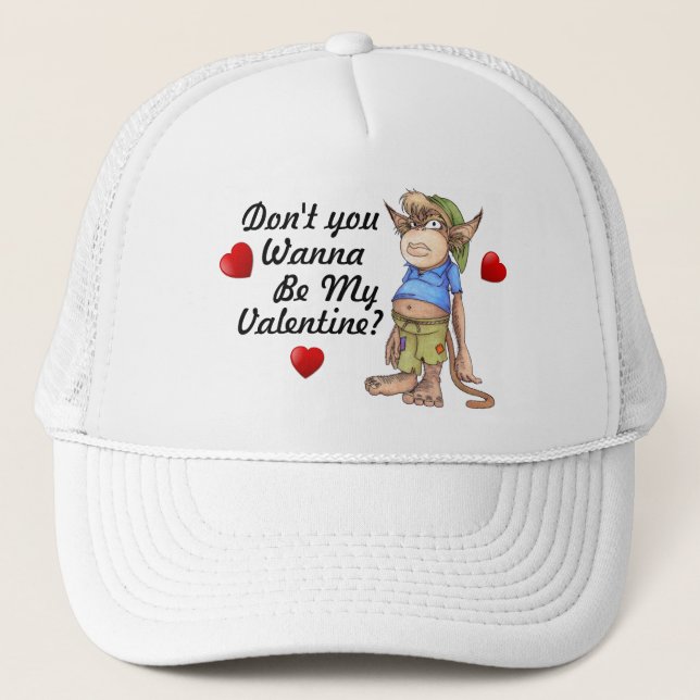 Gorra de camionero de San Valentín del gnomo mono (Anverso)