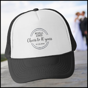 Gorra De Camionero Décimo Aniversario del Boda de los esposos blancos