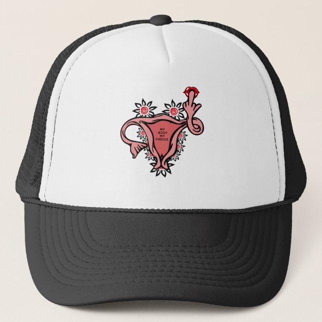 Gorra De Camionero dedo medio uterus proteja roe v. wade (Anverso)