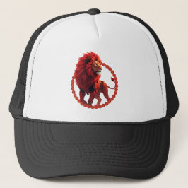 Gorra De Camionero Deep Crimson Glow – The Lion of Burning Destiny.  