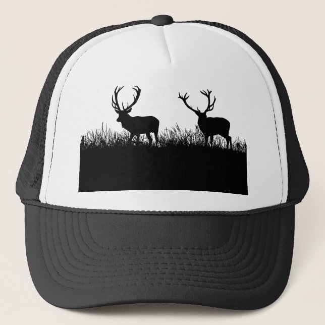 Gorra De Camionero Deer Bucks Silhouette Grass Wildlife Nature (Anverso)