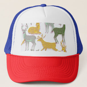 Gorra De Camionero Deers geométricos: Ilustracion de patrón tradicion