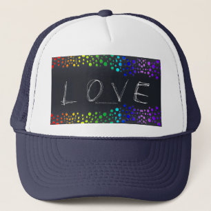 Gorra De Camionero degradado de la palabra de amor de SlipperyJoe