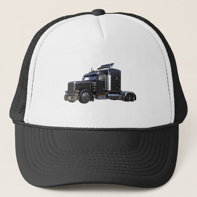 Gorra De Camionero Del negro camión del tractor remolque semi (Anverso)