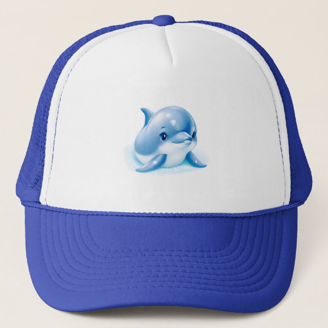 Gorra De Camionero Delfín Bebé Azul Adorable (Anverso)