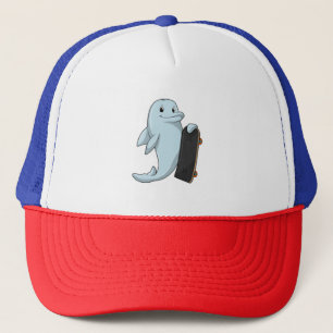Gorra De Camionero Delfín como Skater con Skateboard