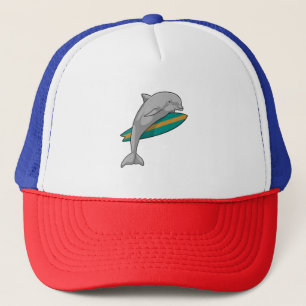 Gorra De Camionero Delfín como surfista con Surfboard