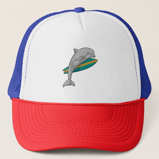 Gorra De Camionero Delfín como surfista con Surfboard (Anverso)