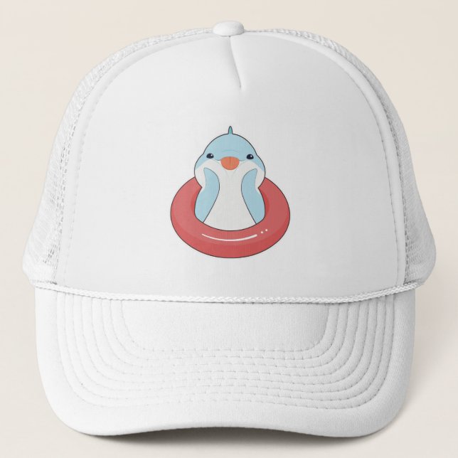 Gorra De Camionero Delfín con anillo de natación (Anverso)