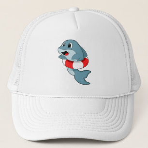 Gorra De Camionero Delfín en Natación con anillo de natación