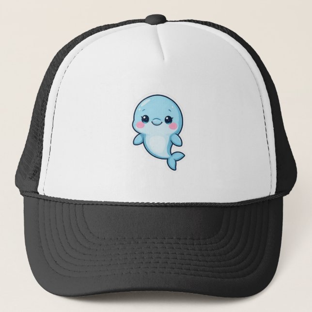 Gorra De Camionero Delfín Kawaii Bebé Azul (Anverso)