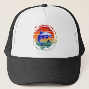 Gorra De Camionero Delfines Criaturas Marinas Vintage