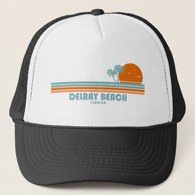 Gorra De Camionero Delray Beach Florida Sun Palm Trees (Anverso)