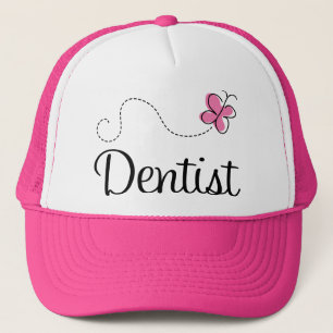 Gorra De Camionero Dentista rosado lindo de la mariposa