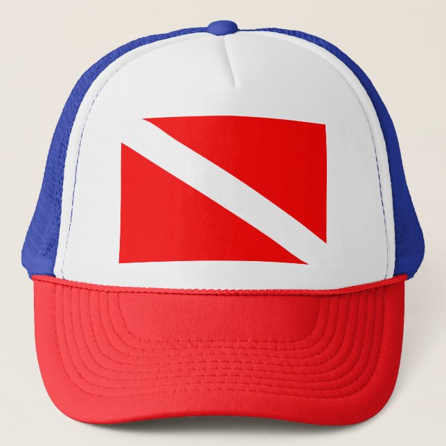 Gorra De Camionero Deporte de buceo, Bandera de Buceo Americana SCUBA (Anverso)