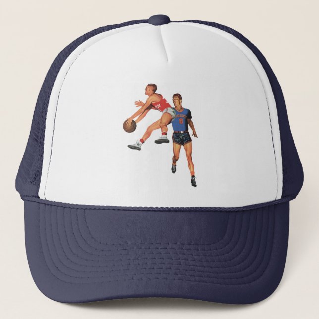 Gorra De Camionero Deportes Antiguos, Jugadores de Baloncesto en un J (Anverso)