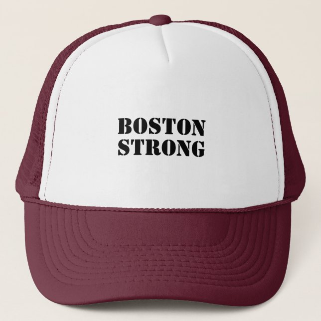 Gorra De Camionero Deportes blancos negros de "Boston Strong" (Anverso)