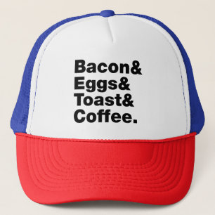 Gorra De Camionero Desayuno (Bacon, Huevos, Tostadas y Café).