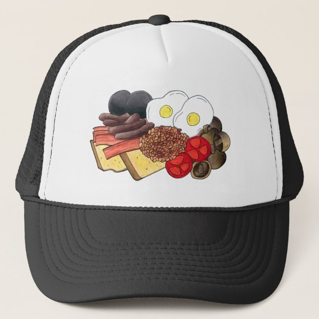 Gorra De Camionero Desayuno inglés completo Reino Unido Cocina britán (Anverso)
