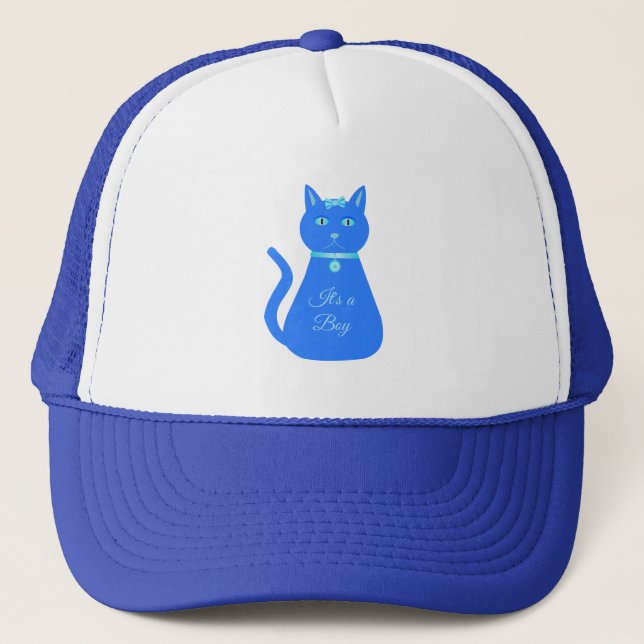 Gorra De Camionero Descubrimiento de género de Personalizado de gato  (Anverso)