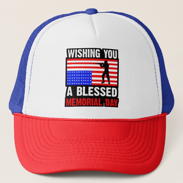 Gorra De Camionero Deseándole un Bendito Día de los Caídos (Anverso)