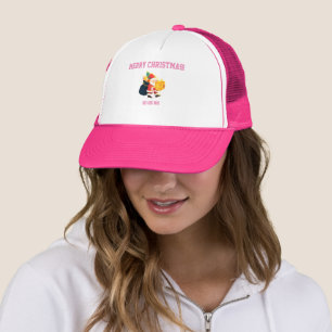 Gorra De Camionero Deseos de Navidad Impresos-Gorra Blanca y Rosa Cal