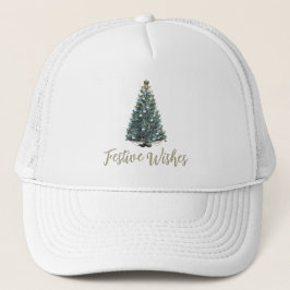 Gorra De Camionero Deseos festivos. Diseño de árbol de Navidad
