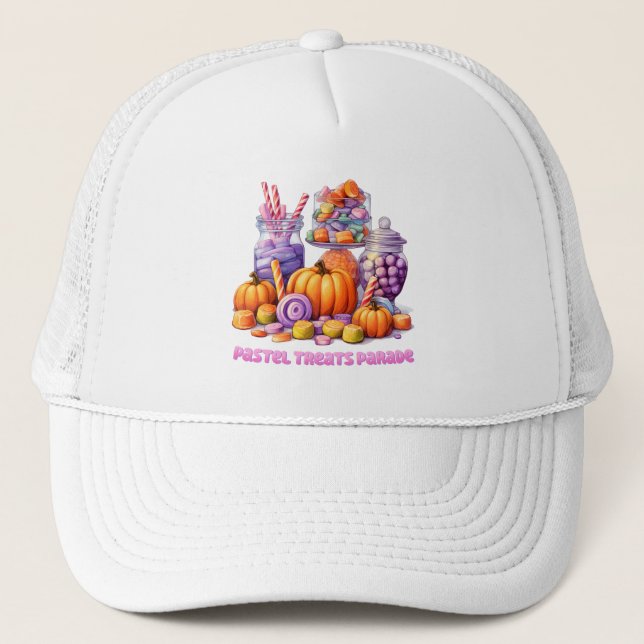 Gorra De Camionero Desfile de pasteles - Vela y calabaza (Anverso)