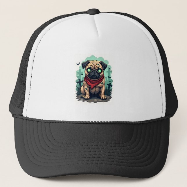 Gorra De Camionero Desfile de Pug Zombie (Anverso)