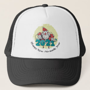 GORRA DE CAMIONERO DESINFECTANTE SANTA "FELIZ AÑO NUEVO - SIN MÁSCARA