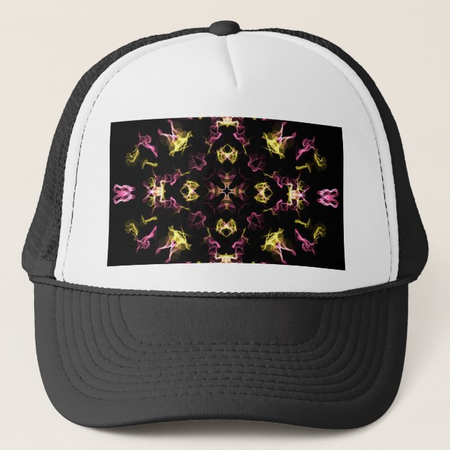 Gorra De Camionero Deslumbrante Mandala rosa y Amarillo (Anverso)